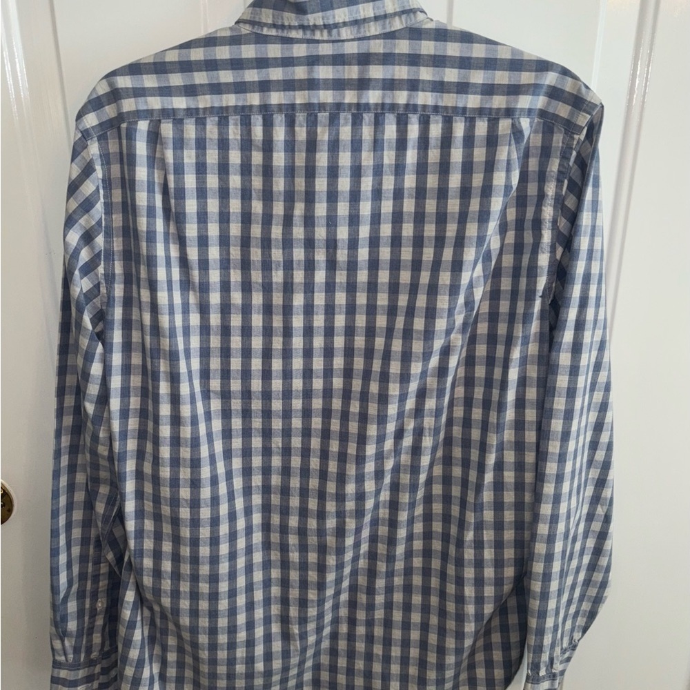 J.Crew Flex Slim Fit Button-Down Shirt Men’s L Blue White Gingham Check Cotton - Picture 4 of 4